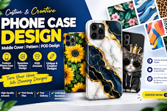 design custom phone case, mobile cover, seamless pattern and pod artwork