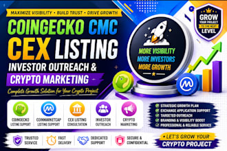 provide coingecko cmc cex listing investor outreach and crypto marketing