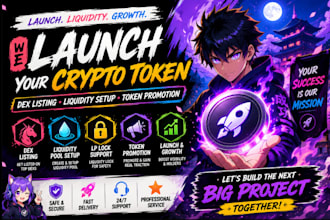 launch your crypto token with dex listing liquidity pool and token promotion