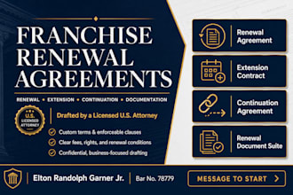 draft a premium franchise renewal agreement as a US attorney