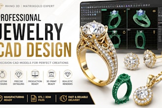 create professional jewelry cad design in rhino matrixgold for manufacturing