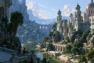 create stunning fantasy background and scenery illustration