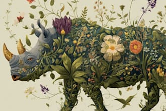 draw an animal and botanical illustration