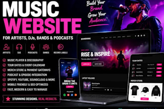 design a professional music website for artists djs bands and podcasts