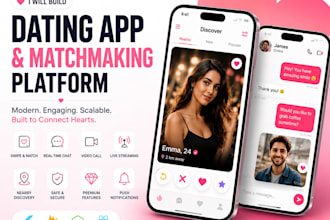 develop dating app tinder bumble hinge match chat, ai chatbot tiktok live video
