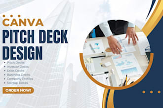 design a canva pitchdeck, sales deck, conference slides and webinar slides