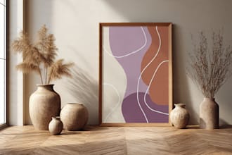 create elegant abstract wall art in oil painting style