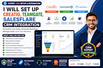 set up creatio, teamgate, salesflare CRM integration
