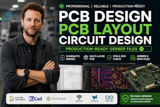 design pcb layout, schematic, multilayer pcb, esp32, stm32, iot, using kicad