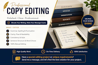 professionally  copy edit your book, manuscript, artical,or document