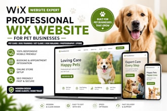 build wix pet care dog training vet clinic dog walking photography website store