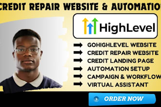 setup gohighlevel credit repair website landing page email follow up automation