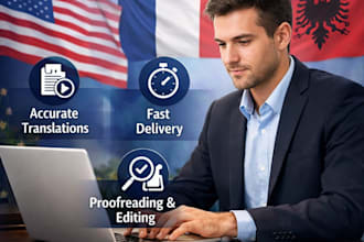 provide professional english, french, and albanian translation services