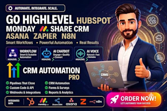setup gohighlevel hubspot monday share crm asana zapier n8n workflow automation