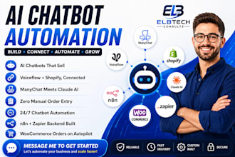 voiceflow manychat claude ai shopify woocommerce n8n zapier chatbot automation