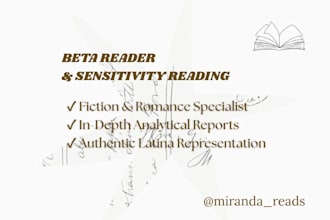 be your fiction beta reader or latina sensitivity reader
