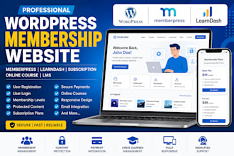 wordpress membership lms and subscription website with memberpress and learndash