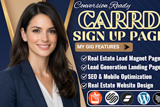design carrd opt in or sign up page,lead generations page for real estate agents
