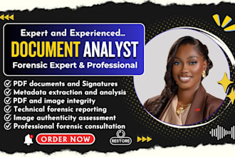 do pdf document or image forensic analysis for metadata, signature handwriting