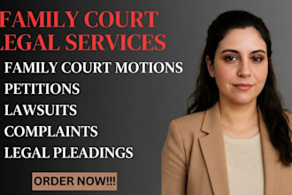 draft family court motions, petitions, lawsuits, complaints and legal pleadings