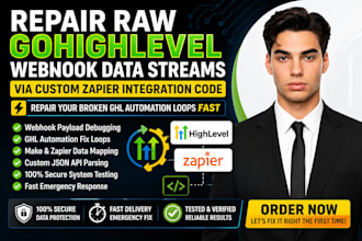 repair raw gohighlevel webhook data streams via custom zapier integration code