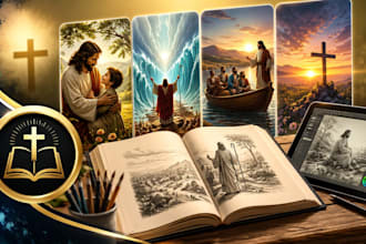 create christian book illustration bible story faith artwork