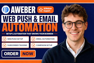 setup aweber push notification and email automation