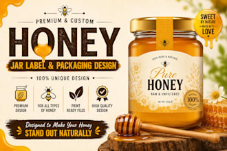 design premium honey jar label and honey packaging design