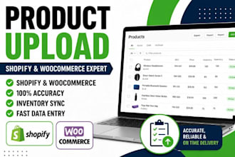 do shopify woocommerce product listing, upload, data entry and update inventory