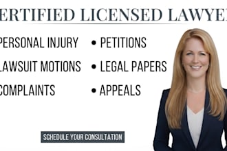 write personal injury lawsuit motions, complaints, petitions and legal papers