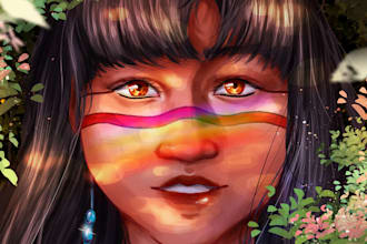 illustrate your character in anime or semirrealistisc style