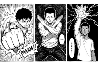 draw action packed shonen manga battle scenes webtoon comics and screentone art