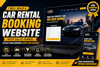 design a car rental booking website with sales funnel