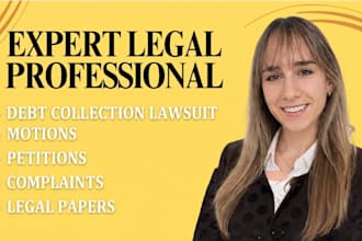 draft debt collection lawsuit motions, petitions, complaints and legal papers