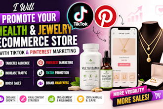 promote health, jewelry ecommerce online store tiktok pinterest marketing