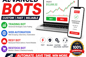 build advanced trading bot, web automation, resy bot, automation bot restock bot