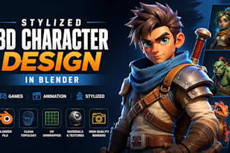 design stylized 3d characters in blender for games and animation