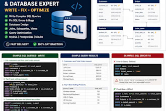 write sql queries and fix database errors