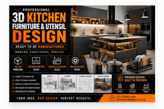 design 3d kitchen furniture and utensil ready to be manufacture