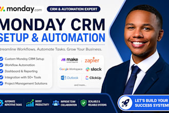monday CRM monday automation monday com clickup make com project management