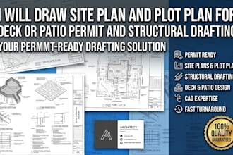 draw site plan plot plan for deck patio permit and structural drafting