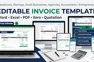editable invoice template in word,excel,pdf,xero,spreadsheet,quotation