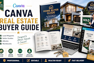 design canva real estate buyer guide, ebook, lead magnet and workbook