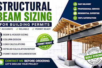 size structural beams, headers and columns for permit plans
