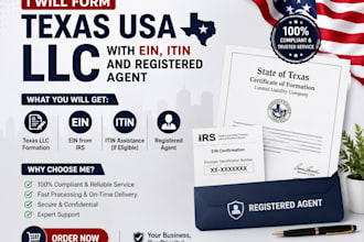 form texas USA llc with ein, itin and registered agent