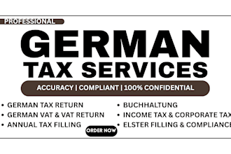 do german tax return, german vat, annual tax filling, bookeeping, income tax