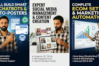 manage social media, design posts, branding assets, and create ugc videos