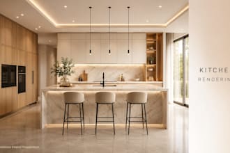 design realistic 3d kitchen rendering kitchen interior design