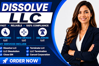 dissolve llc, llc dissolution close ein terminate llc wyoming delaware llc