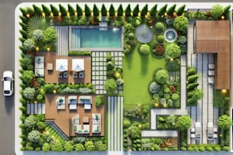 create professional landscape design, 2d site plan and planting plan